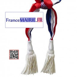 Echarpe Luxe tricolore 2 glands Argents pour Maire-Adjoint ou Conseiller Municipal longueur 180cm zoom