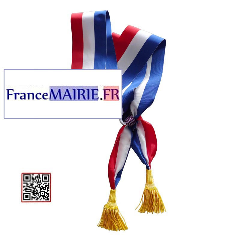 Echarpe Luxe Elections tricolore 2 glands OR pour Maire longueur 180cm