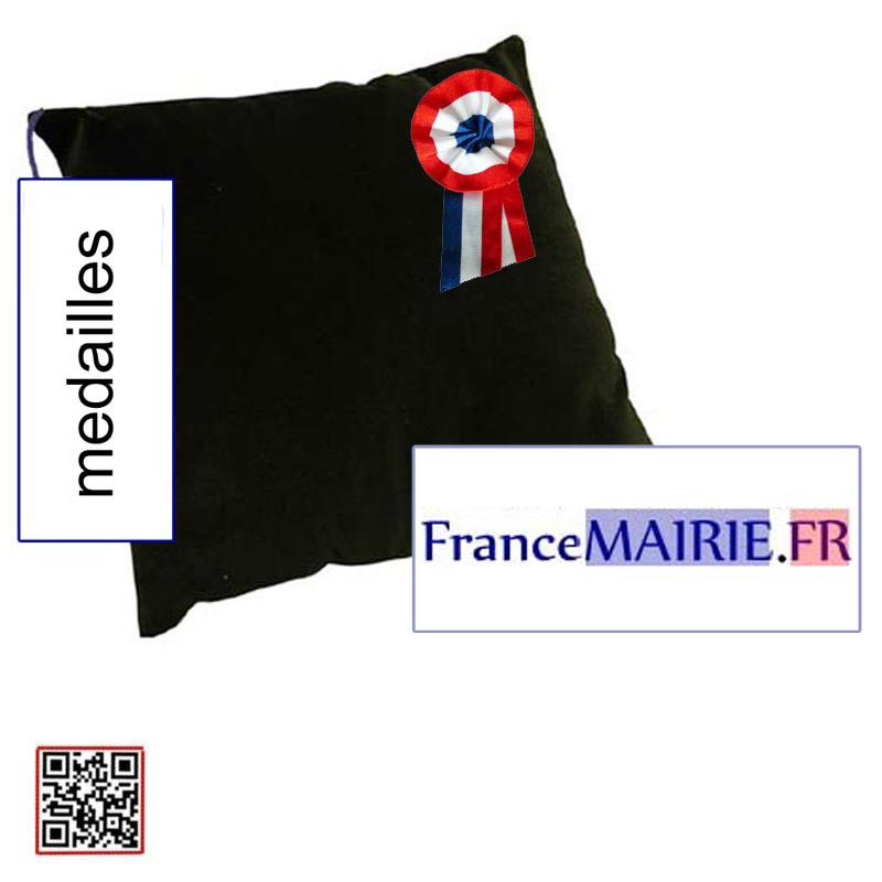 COUSSIN NOIR POUR REMISE DE MEDAILLE AVEC COCARDE TRICOLORE