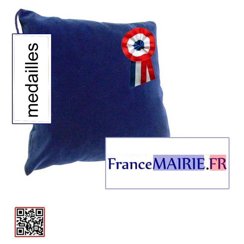 COUSSIN BLEU POUR REMISE DE MEDAILLE AVEC COCARDE TRICOLORE