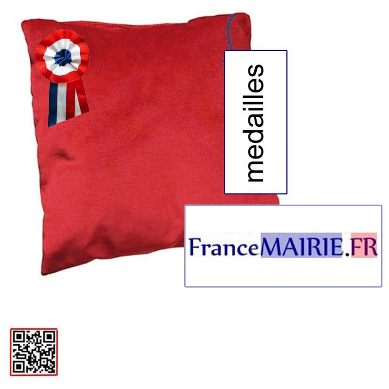 COUSSIN ROUGE POUR REMISE DE MEDAILLE AVEC COCARDE TRICOLORE